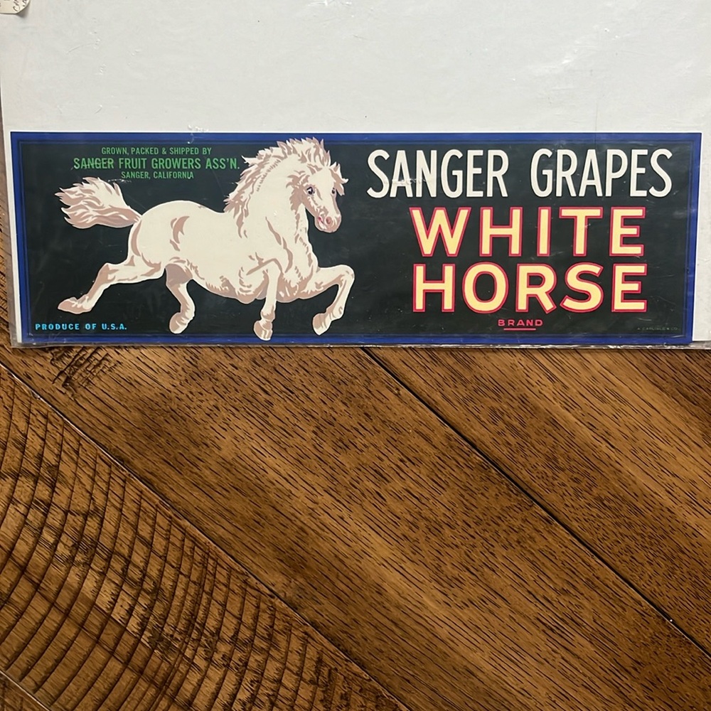 Vintage White Horse crate label